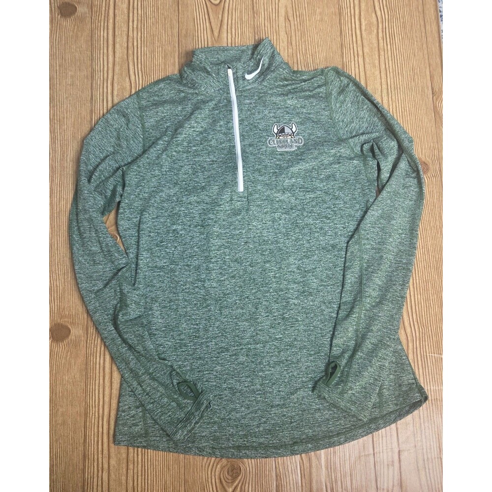 Nike Dri-Fit Cleveland State Vikings 1/4 Zip Pullover Women's Sz M Green